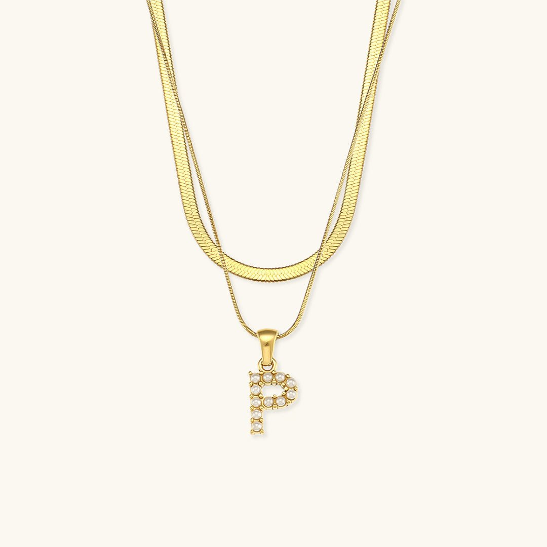 Collier en Or 18k avec Lettre Initiale Superposée Fiona