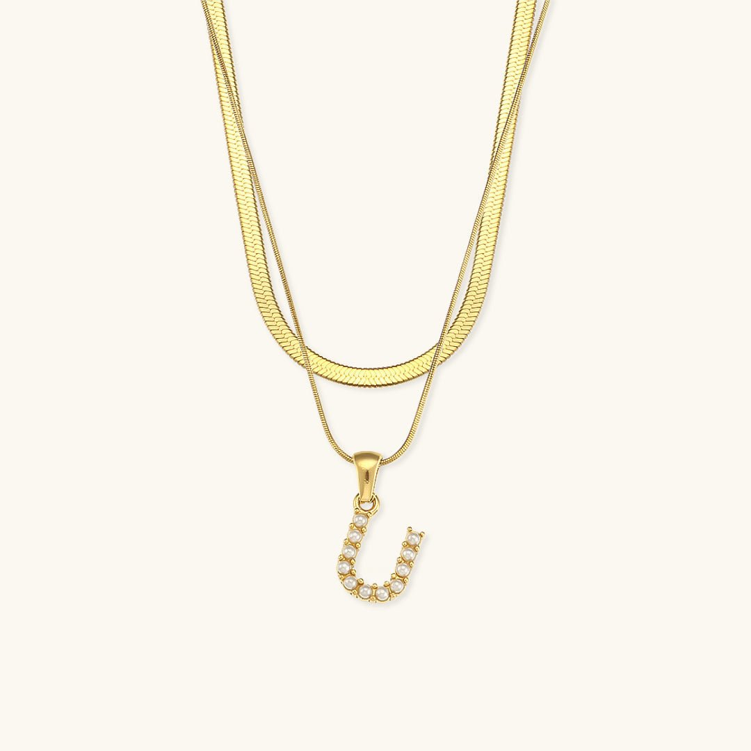 Collier en Or 18k avec Lettre Initiale Superposée Fiona