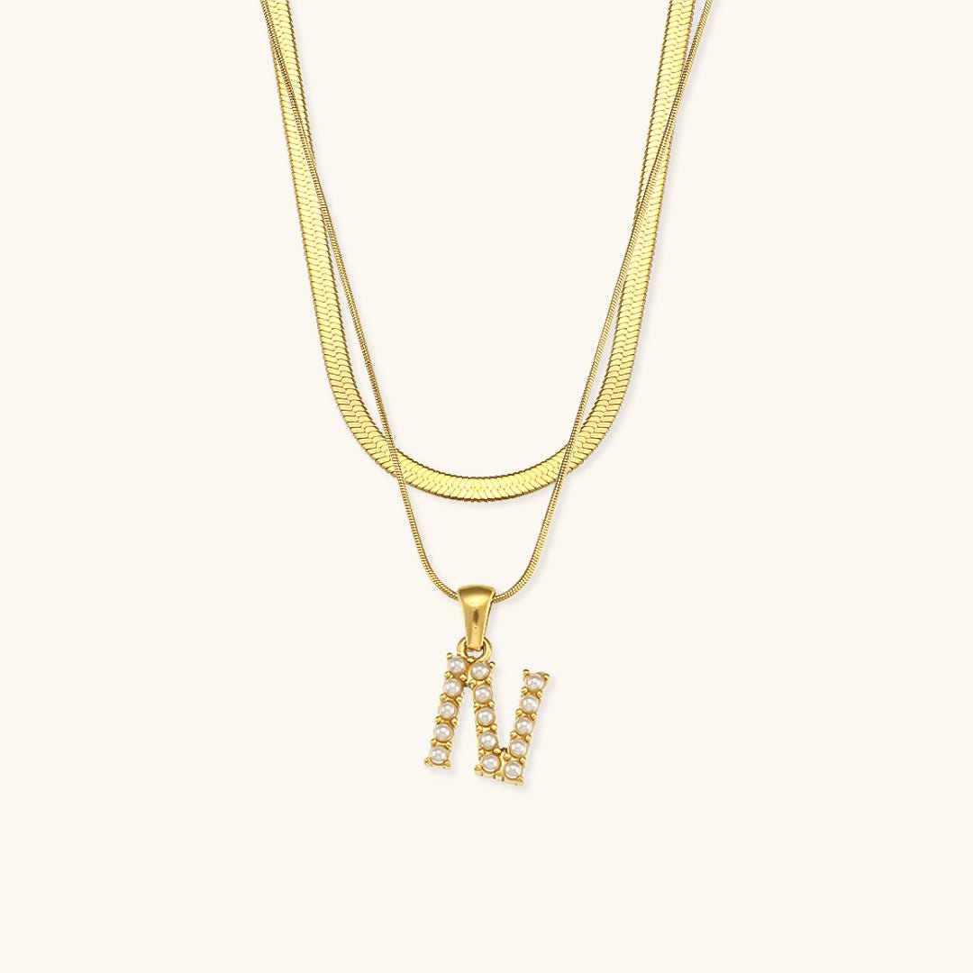 Collier en Or 18k avec Lettre Initiale Superposée Fiona