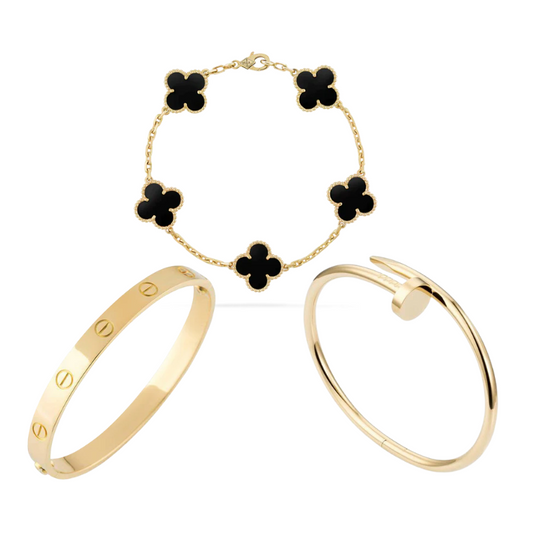 Ensemble de Bracelets Empilables Or Noir