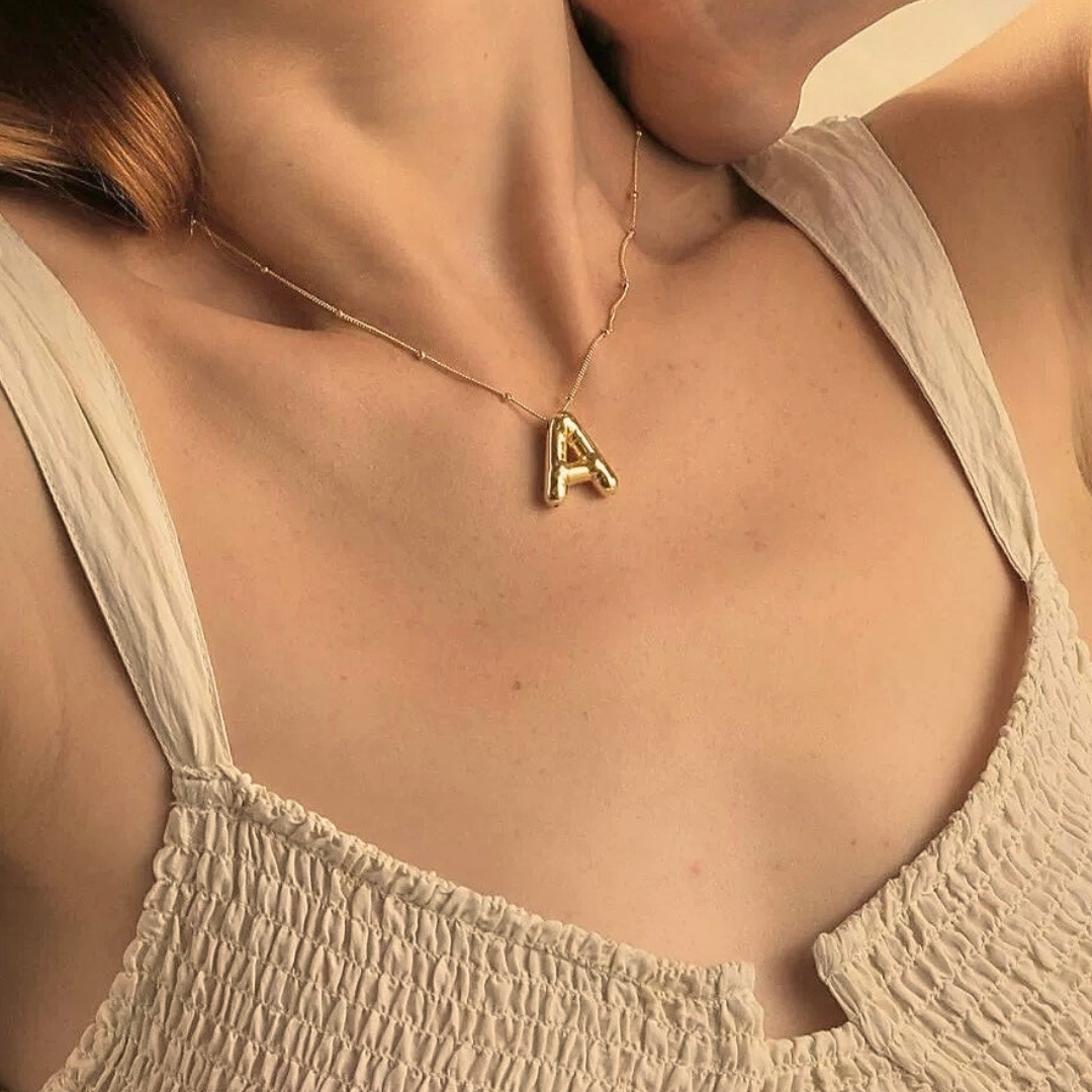 Collier Initial en Or Ballon