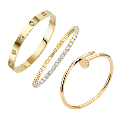 Elena Ensemble de Bracelets Empilables Diamant Doré