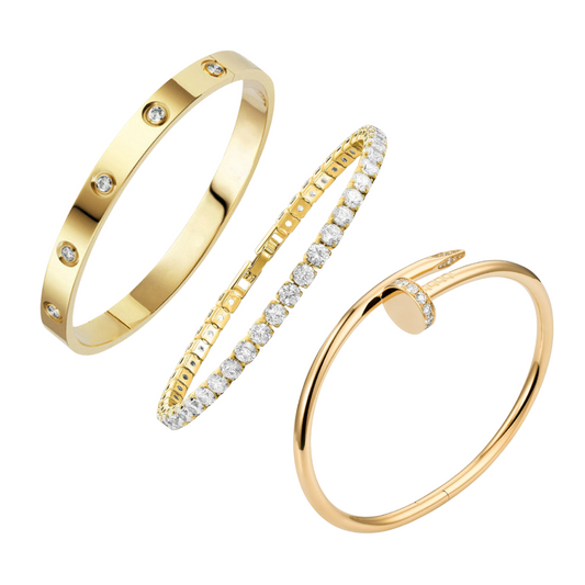 Elena Ensemble de Bracelets Empilables Diamant Doré