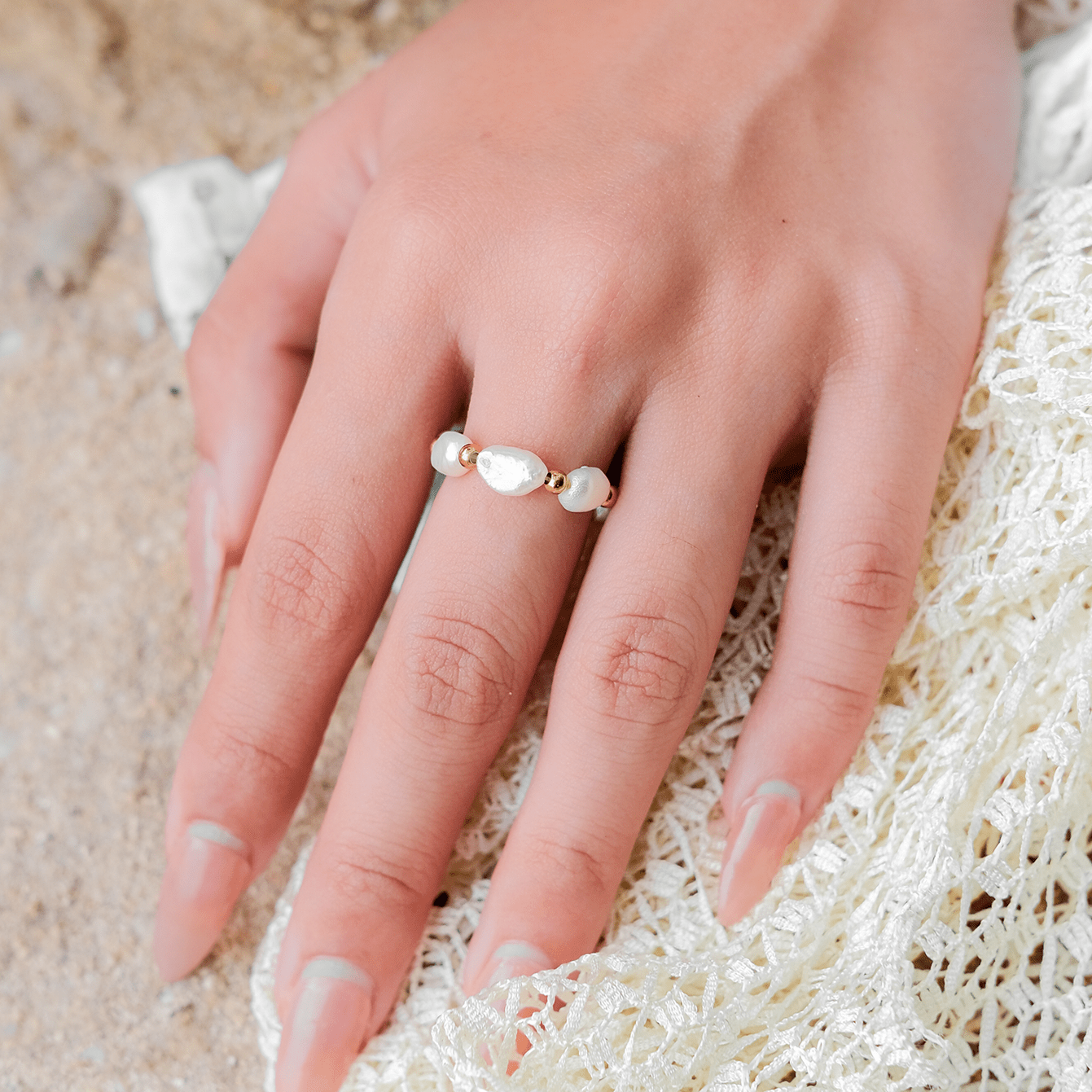 Bague en Perles des Fidji