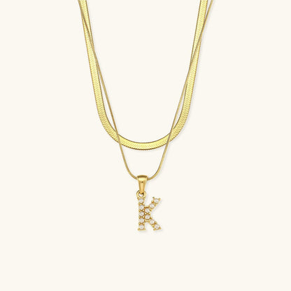 Collier En Or Avec Lettre Initiale Superposée Fiona