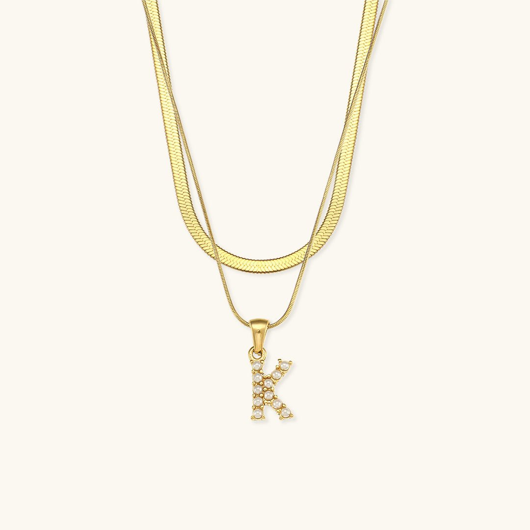 Collier en Or 18k avec Lettre Initiale Superposée Fiona