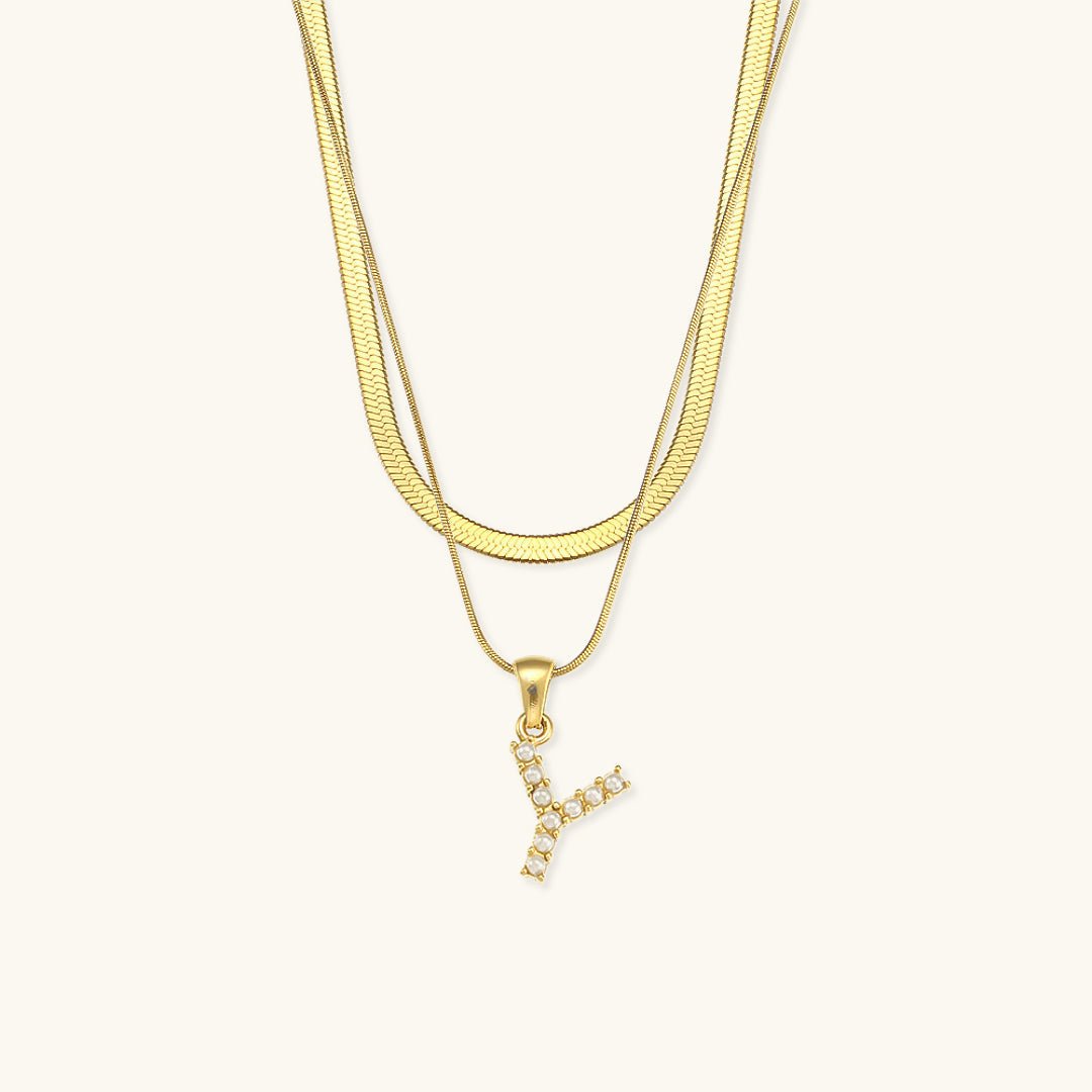 Collier en Or 18k avec Lettre Initiale Superposée Fiona