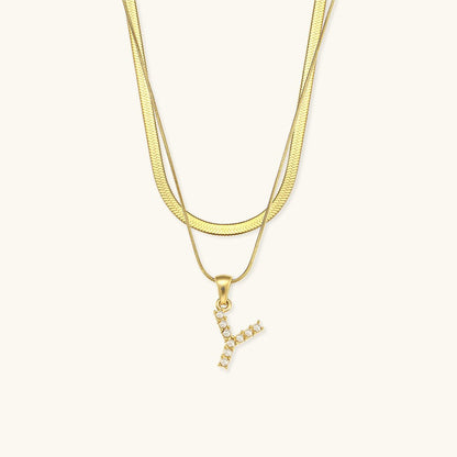 Collier en Or 18k avec Lettre Initiale Superposée Fiona