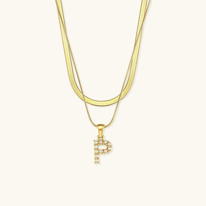 Collier En Or Avec Lettre Initiale Superposée Fiona