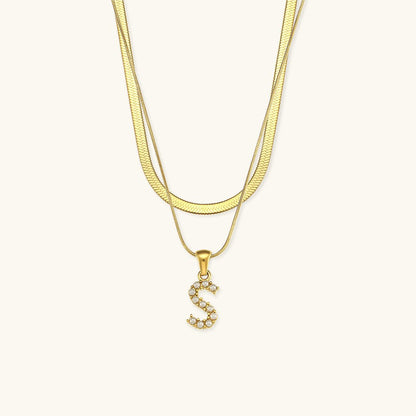 Collier en Or 18k avec Lettre Initiale Superposée Fiona