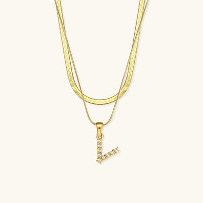 Collier en Or 18k avec Lettre Initiale Superposée Fiona
