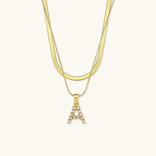 Collier en Or 18k avec Lettre Initiale Superposée Fiona