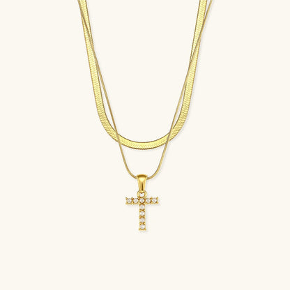 Collier en Or 18k avec Lettre Initiale Superposée Fiona