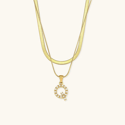 Collier en Or 18k avec Lettre Initiale Superposée Fiona