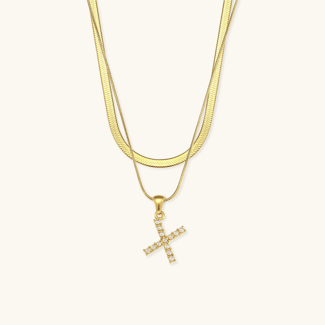Collier En Or Avec Lettre Initiale Superposée Fiona