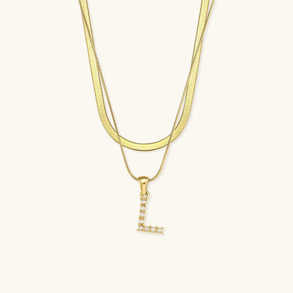 Collier En Or Avec Lettre Initiale Superposée Fiona