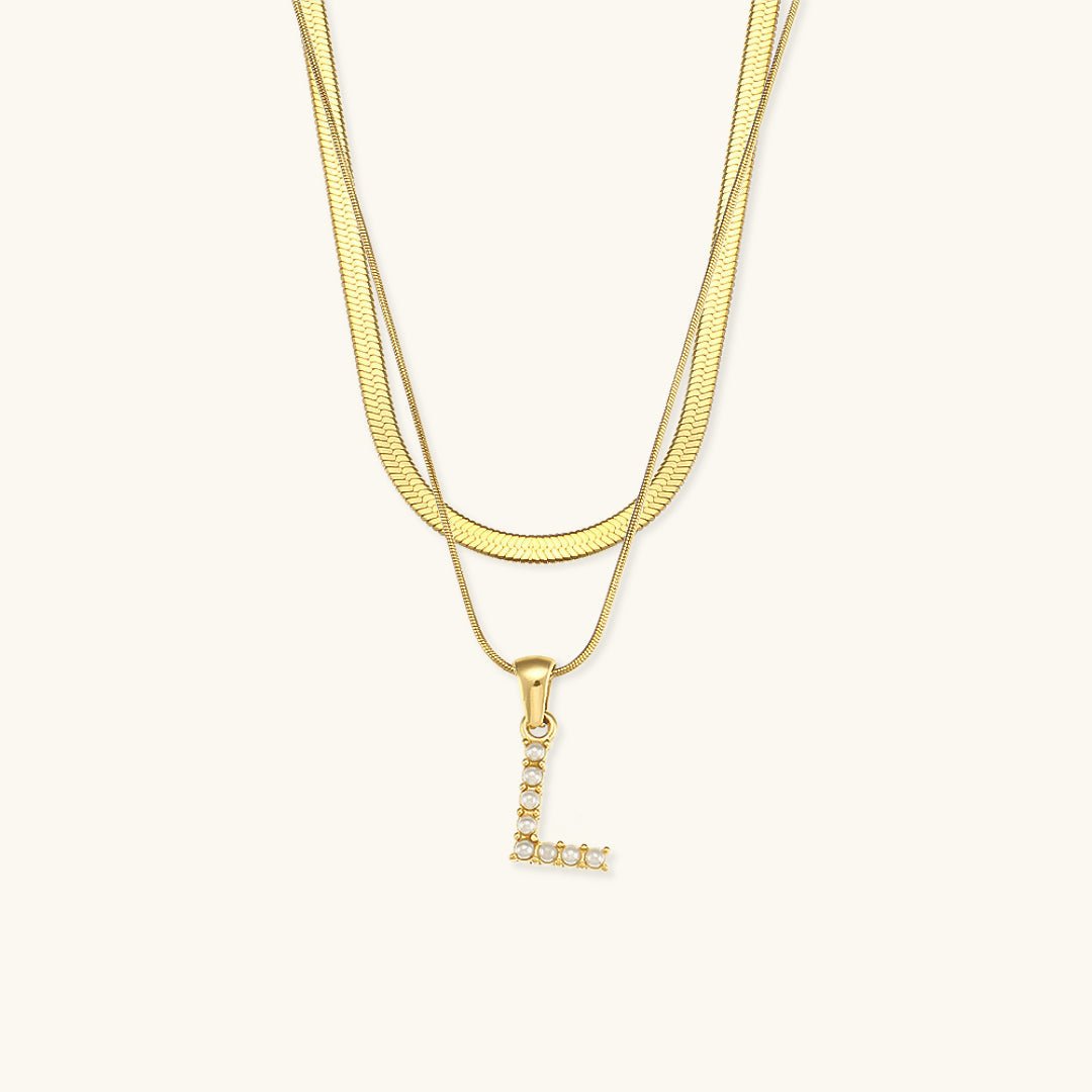Collier en Or 18k avec Lettre Initiale Superposée Fiona