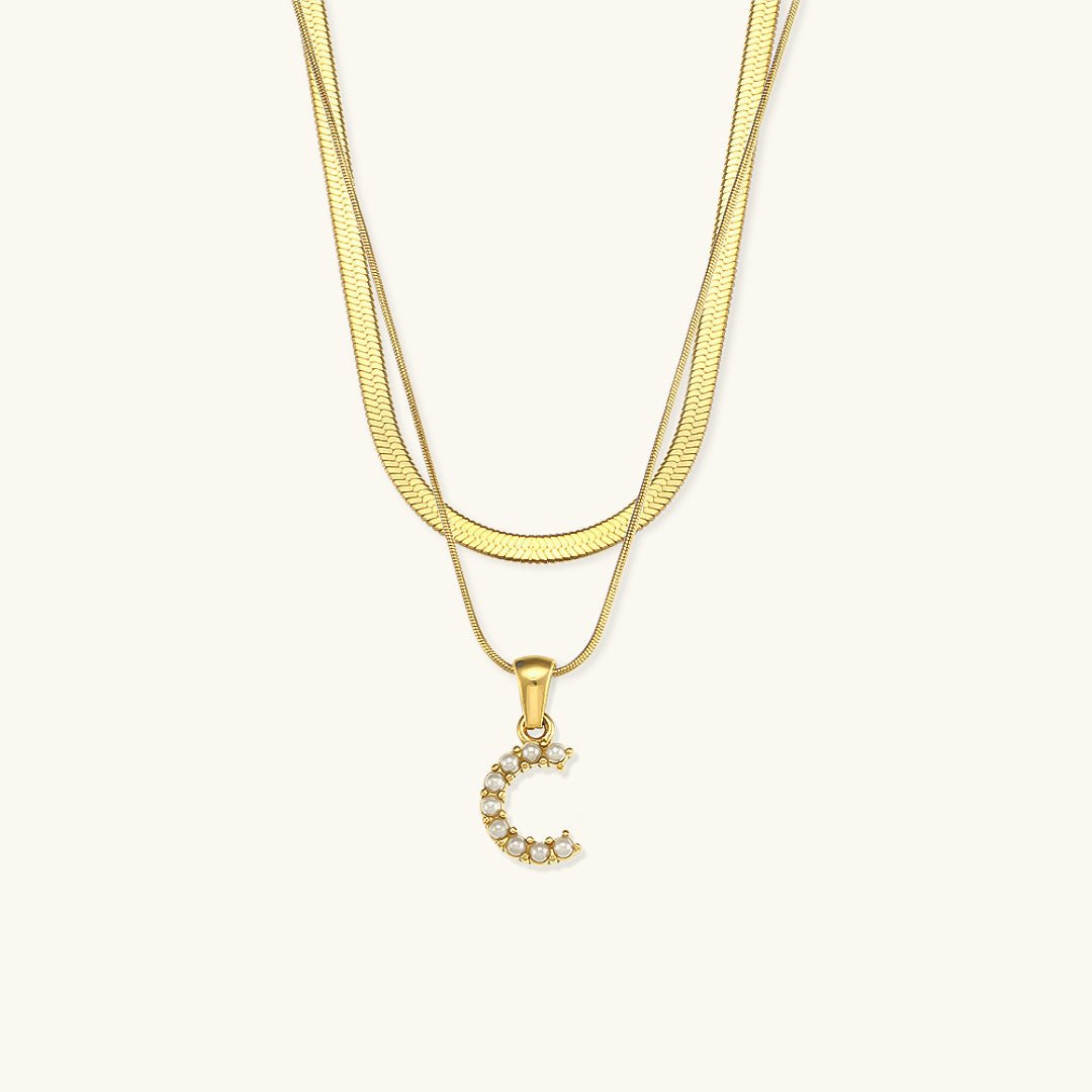 Collier en Or 18k avec Lettre Initiale Superposée Fiona