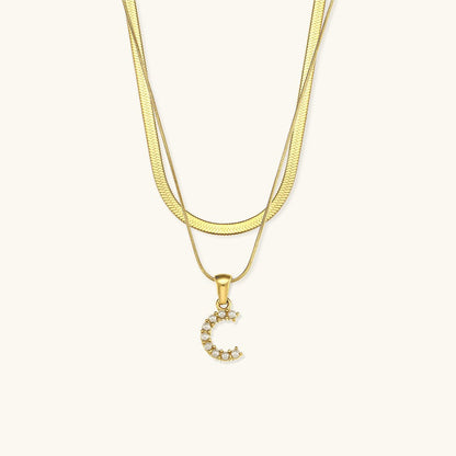 Collier en Or 18k avec Lettre Initiale Superposée Fiona