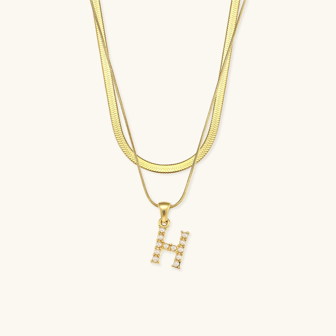 Collier en Or 18k avec Lettre Initiale Superposée Fiona