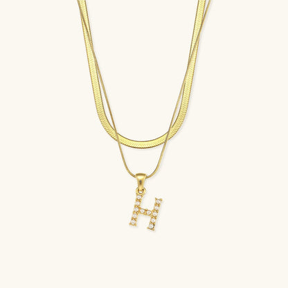 Collier en Or 18k avec Lettre Initiale Superposée Fiona