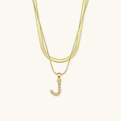 Collier en Or 18k avec Lettre Initiale Superposée Fiona