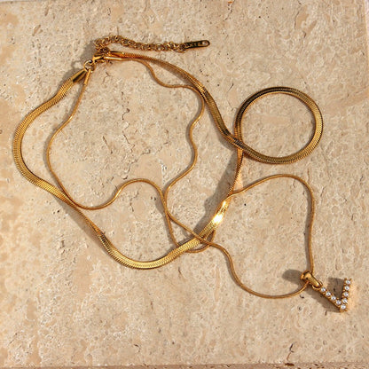 Collier en Or 18k avec Lettre Initiale Superposée Fiona