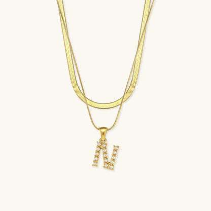 Collier en Or 18k avec Lettre Initiale Superposée Fiona