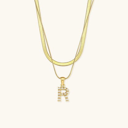 Collier en Or 18k avec Lettre Initiale Superposée Fiona