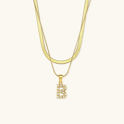 Collier en Or 18k avec Lettre Initiale Superposée Fiona