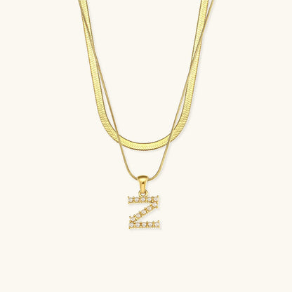 Collier en Or 18k avec Lettre Initiale Superposée Fiona