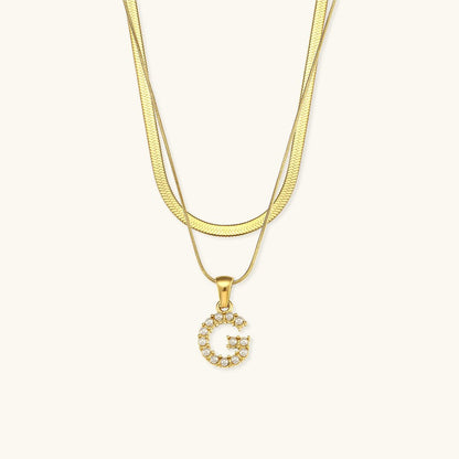 Collier en Or 18k avec Lettre Initiale Superposée Fiona