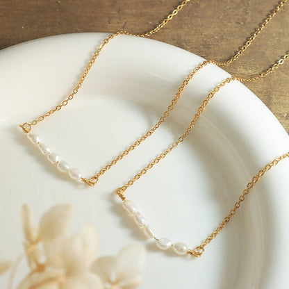 Collier en Perles d'Eau Douce Fleur en Or