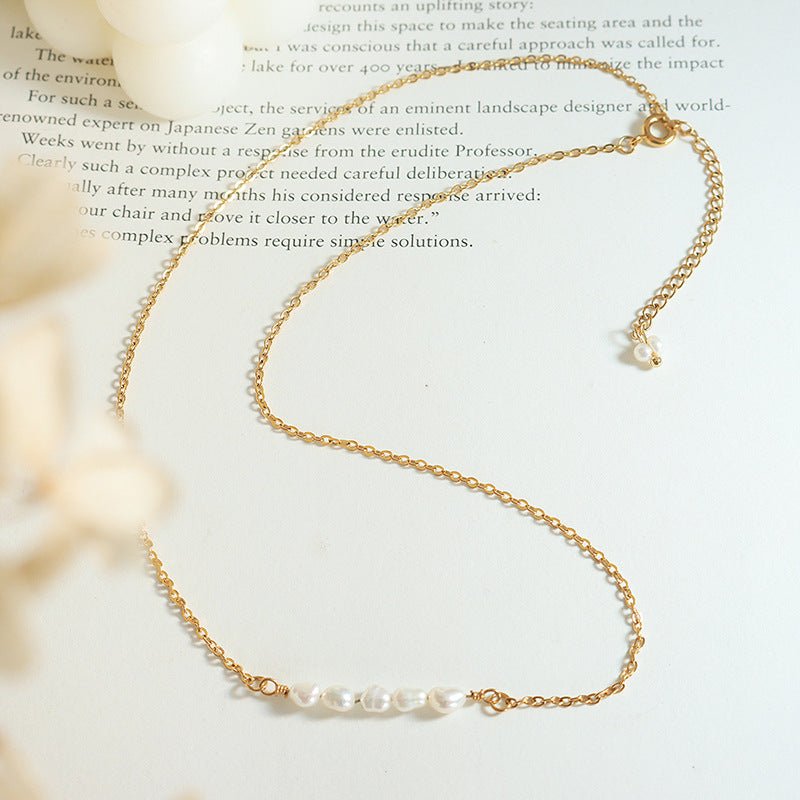 Collier en Perles d'Eau Douce Fleur en Or
