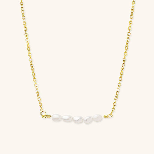 Collier en Perles d'Eau Douce Fleur en Or