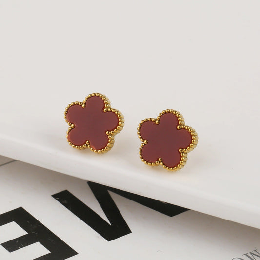 Trèfle | Boucles d’Oreilles – Rouge